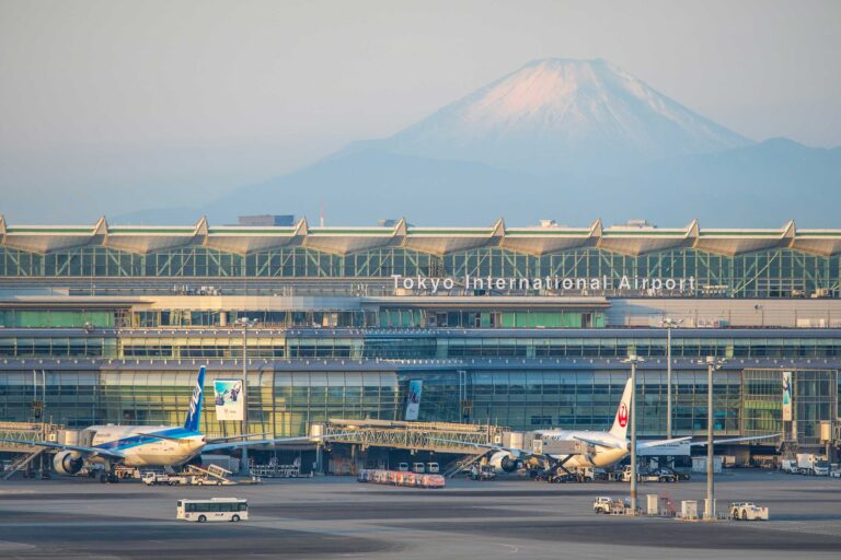 Tokyo Haneda Airport with view of Mt Fuji